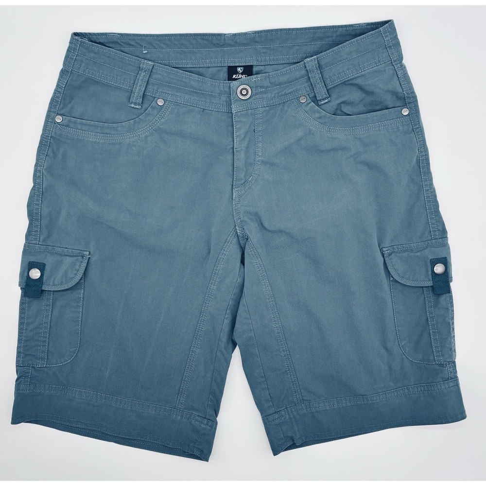 Kuhl Splash 11 Cargo Shorts Womens 10 Teal Hiking Travel Cotton Canvas Pockets